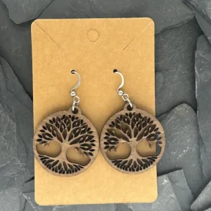 Boucles d'oreilles Arbre de vie Bois Brun