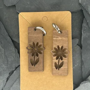 Boucles d'oreilles Fleur bois Brun