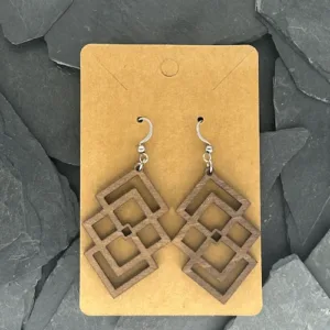 Boucles d'oreilles Losange Bois Brun