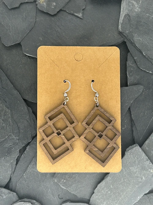 Boucles d'oreilles Losange Bois Brun