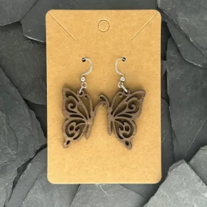 Boucles d'oreilles Papillon Bois Brun