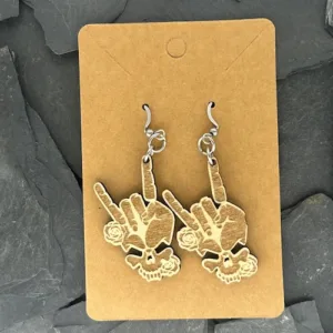 Boucles d'oreilles Skull Bois