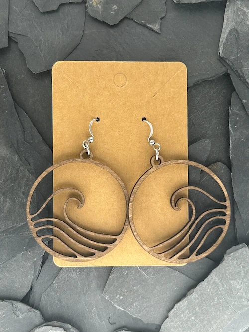Boucles d'oreilles Vague bois Brun Boucles d'oreilles Vague bois Brun